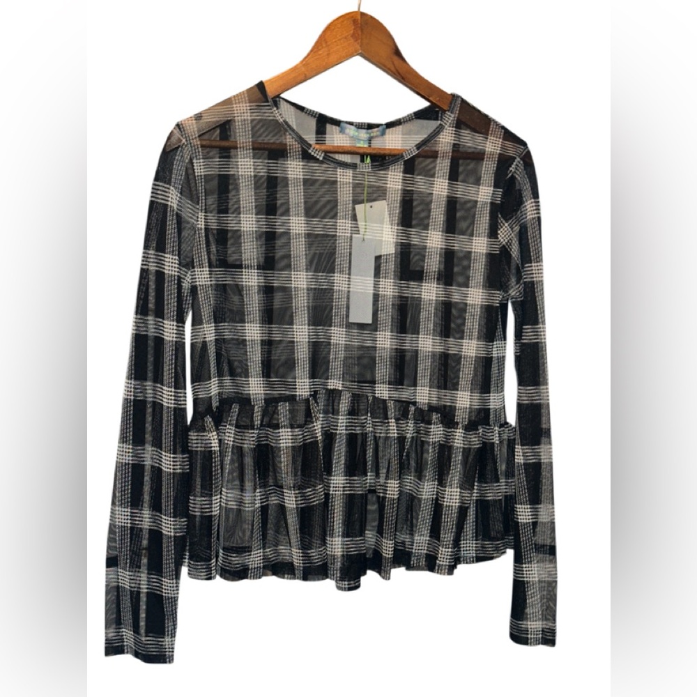Good Luck Gem Black and White Checkered Blouse